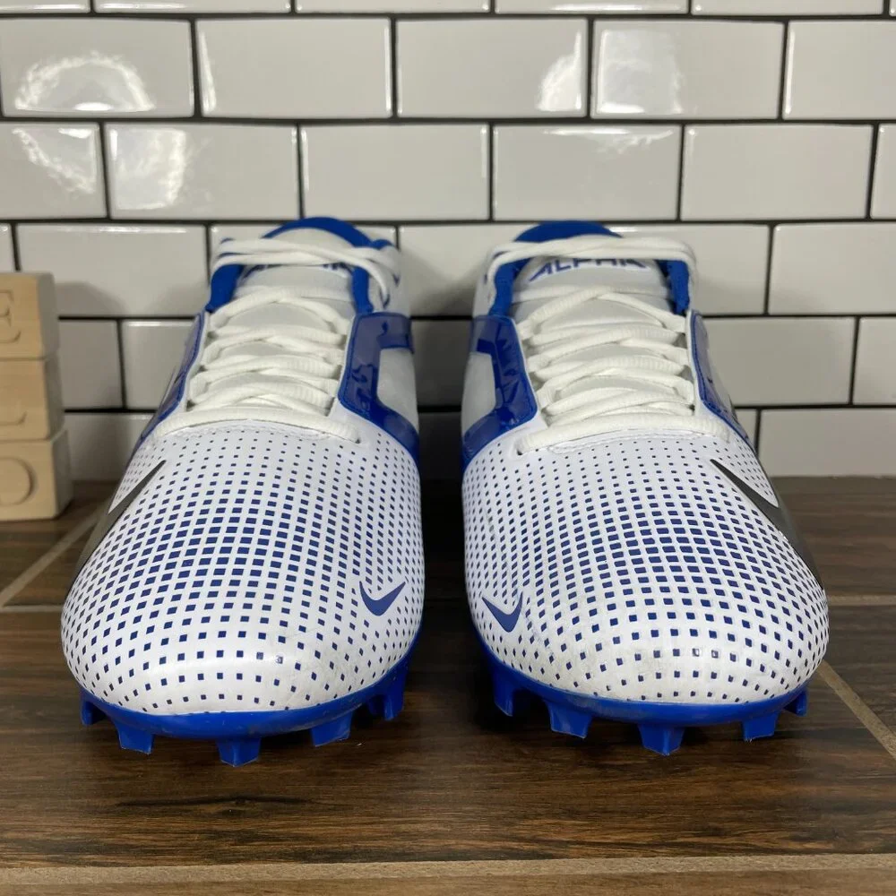 Nike Alpha Menace 4 Pro Shoes Mens Size 13 White Blue Black Football Cleats